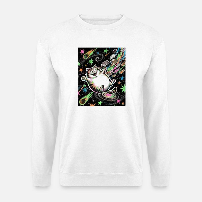 Verrücktes Kätzchen Universum - Unisex Pullover - Weiß