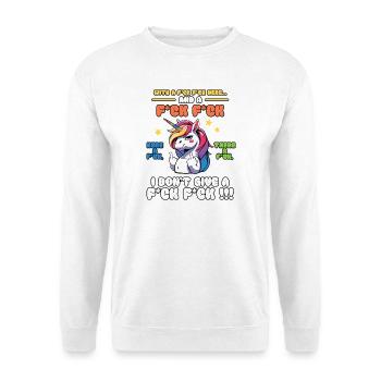 Buntes Einhorn mit frechem Spruch Old Mcdonald - Unisex Pullover - Weiß - Vorne
