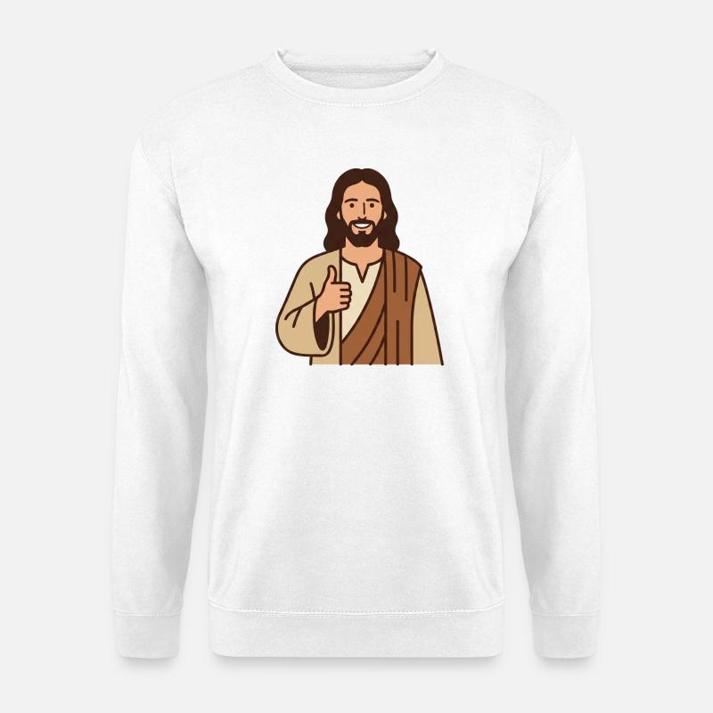 Jesus Cartoon Daumenhoch - Unisex Pullover - Weiß