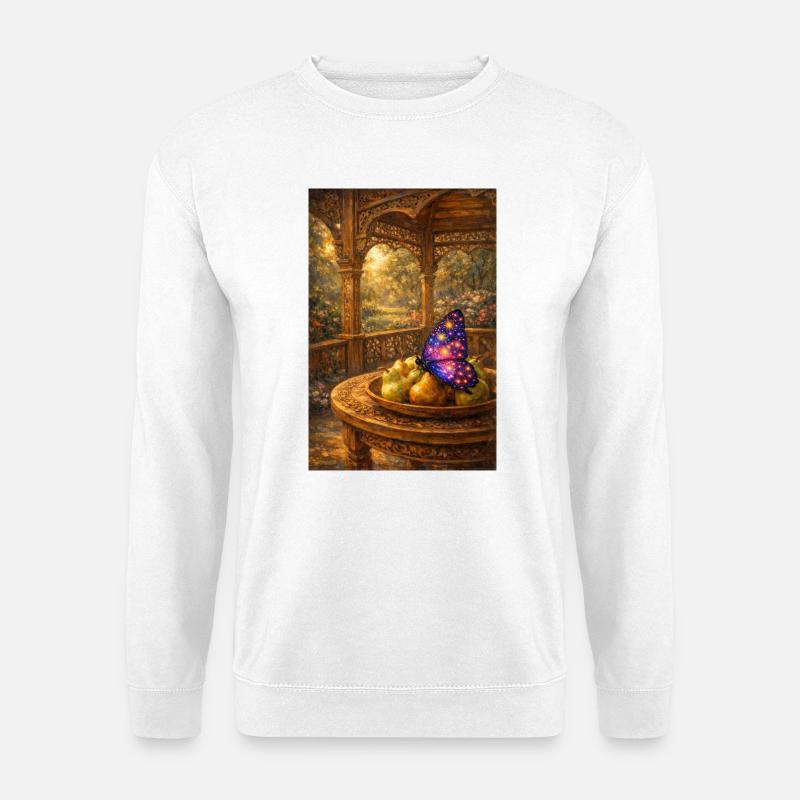 Schmetterling des Ewigen Obstgartens – Welt der Sonne - Unisex Pullover - Weiß