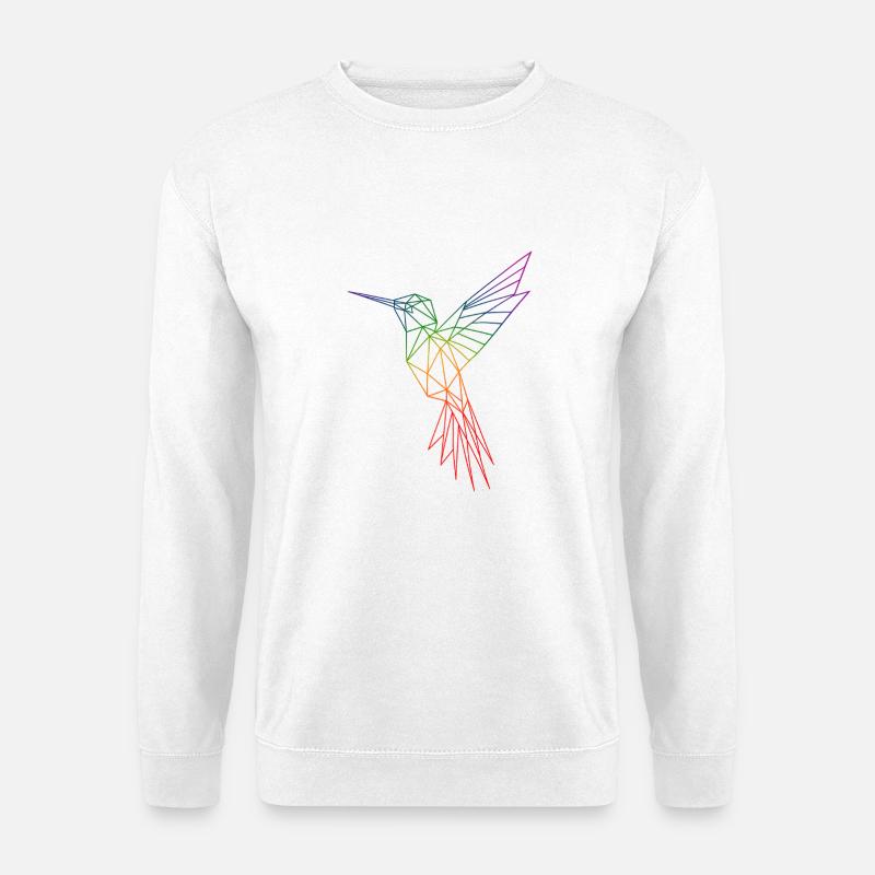 Regenbogen-Origami-Kolibri - Unisex Pullover - Weiß