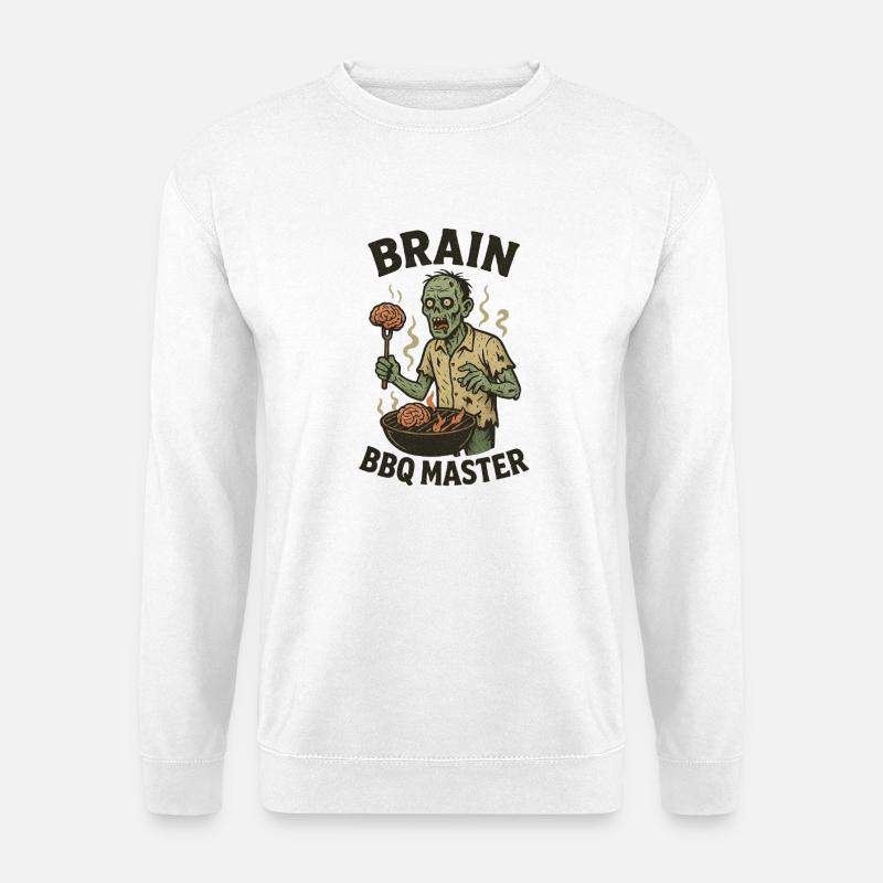 Zombie Grill Master Brain BBQ - Unisex Sweatshirt - white