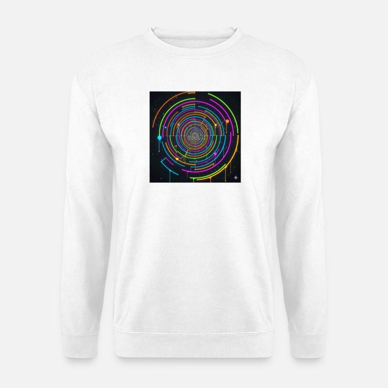 Neon Kreisspirale Farbenspiel - Unisex Pullover - Weiß