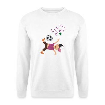 kleiner Junge mit Fußball - Unisex Pullover - Weiß - Vorne - Alina (178cm) & Michal (187cm)
