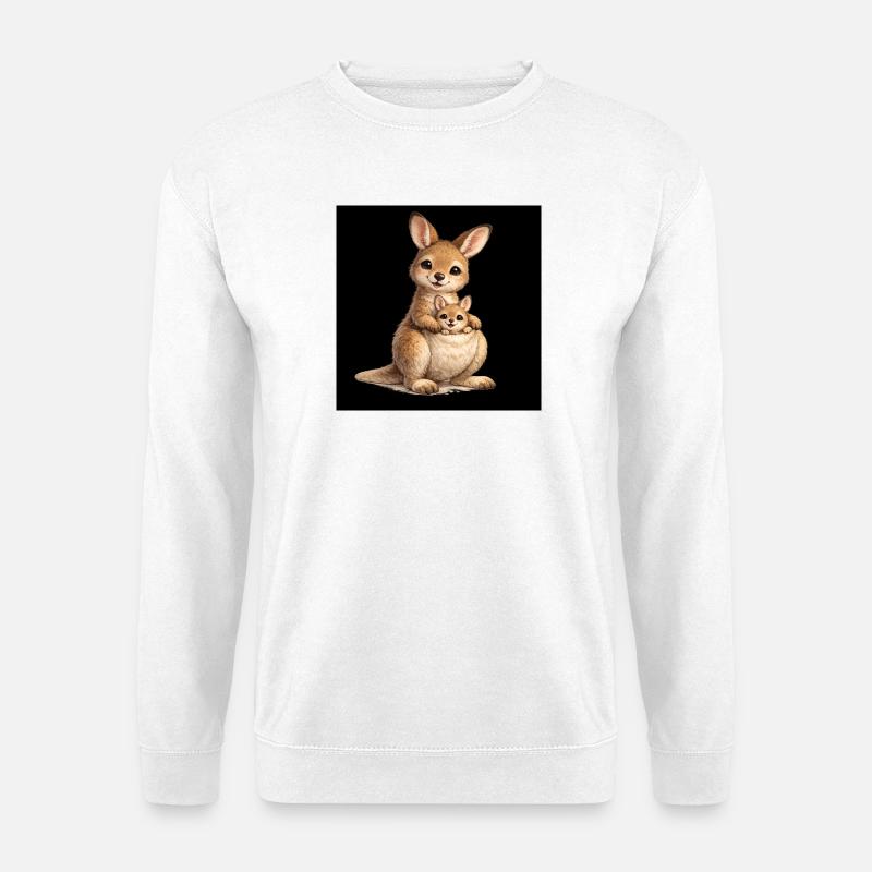 Mutter Känguru mit ihrem Baby - Unisex Pullover - Weiß