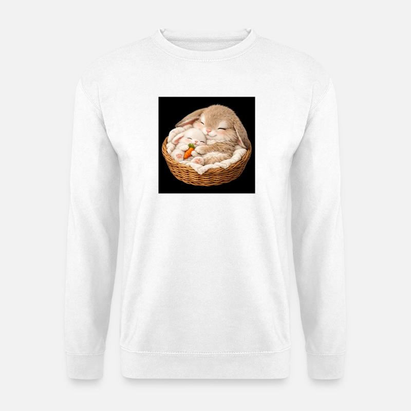 Mama Hase schläft mit ihrem Baby - Unisex Pullover - Weiß