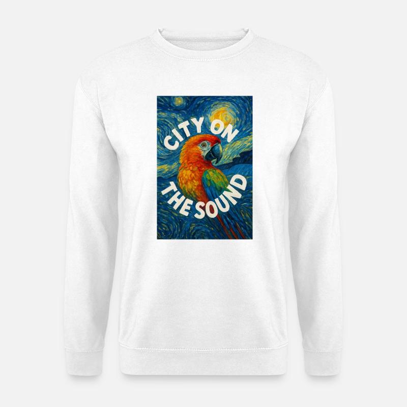 Vibrant_Macaw_Amidst_Swirling_Post-Impressionis - Unisex Sweatshirt - white