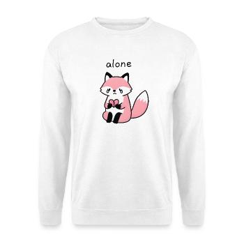 Einsamer Fuchs mit gebrochenem Herzen - Unisex Pullover - Weiß - Vorne - Alina (178cm) & Michal (187cm)
