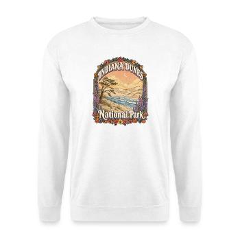 Indiana Dunes Travel – USA Dünen Motiv - Unisex Pullover - Weiß - Vorne - Alina (178cm) & Michal (187cm)