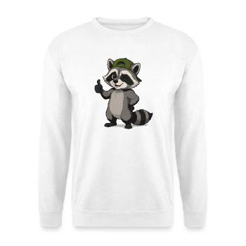 Dessin animé du raton laveur à la casquette verte - Sweat-shirt Unisexe - blanc - Devant