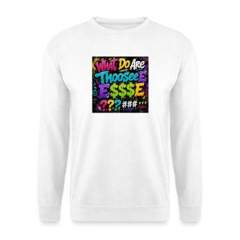 Neon Graffiti Dollarzeichen und Fragezeichen - Unisex Pullover - Weiß - Vorne