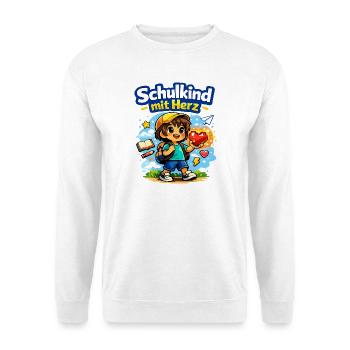 Schulkind mit Herz und vieles mehr - Unisex Pullover - Weiß - Vorne