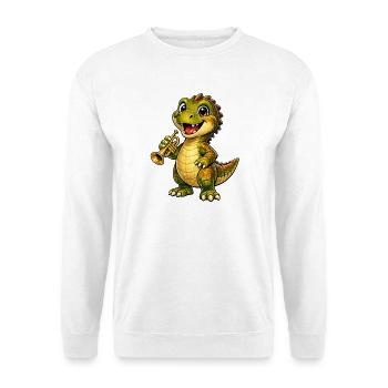 Dino mit Trompete - Unisex Pullover - Weiß - Vorne