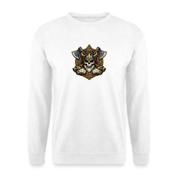 Vikingischer Schädel mit Goldhelm und Äxten - Unisex Pullover - Weiß - Vorne