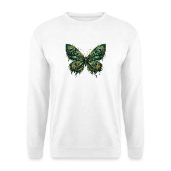 Butterfly with peacock feathers 3 - Unisex Sweatshirt - white - Front