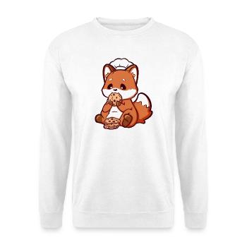 Kleiner Bäcker-Fuchs isst Kekse - Unisex Pullover - Weiß - Vorne - Alina (178cm) & Michal (187cm)