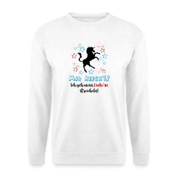 Mir Reichts Ich geh mein Einhorn streicheln - Unisex Pullover - Weiß - Vorne - Alina (178cm) & Michal (187cm)
