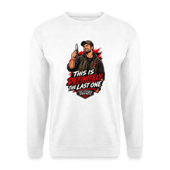 Letzte Auftrage – Sammler Druck - Unisex Pullover - Weiß - Vorne - Alina (178cm) & Michal (187cm)