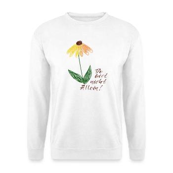 Gelbe Blume Du bist nicht Allein - Unisex Pullover - Weiß - Vorne - Alina (178cm) & Michal (187cm)