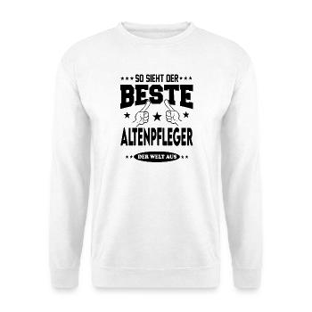Altenpfleger Der Beste Berufe Shirt Sterne Arbeit - Unisex Pullover - Weiß - Vorne - Alina (178cm) & Michal (187cm)