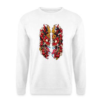 Spiegel Drachen Feuerduo - Unisex Pullover - Weiß - Vorne - Alina (178cm) & Michal (187cm)