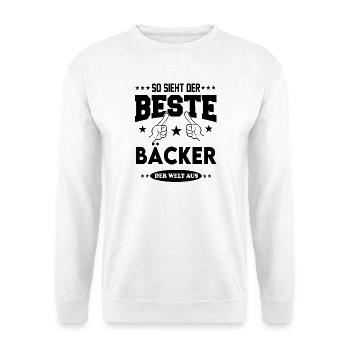 Bäcker Der Beste Beruf Shirt Sterne Mann - Unisex Pullover - Weiß - Vorne - Alina (178cm) & Michal (187cm)
