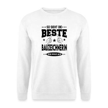 Bauzeichnerin Die Beste Berufswahl Shirt Sterne - Unisex Pullover - Weiß - Vorne - Alina (178cm) & Michal (187cm)