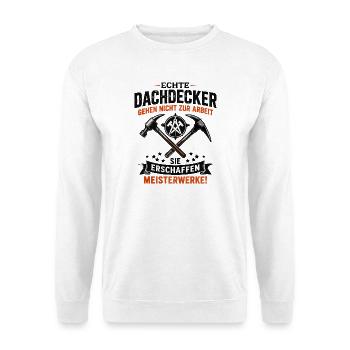 Echte Dachdecker Meisterwerke - Unisex Pullover - Weiß - Vorne - Alina (178cm) & Michal (187cm)