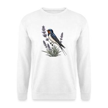 Barn Swallow auf Lavendel - Unisex Pullover - Weiß - Vorne - Alina (178cm) & Michal (187cm)