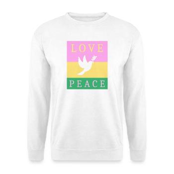 love and peace - Unisex Pullover - Weiß - Vorne - Alina (178cm) & Michal (187cm)