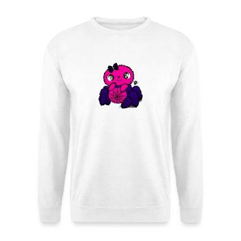 Pinker Spinnenfreundin mit Netzmuster - Unisex Pullover - Weiß - Vorne - Alina (178cm) & Michal (187cm)