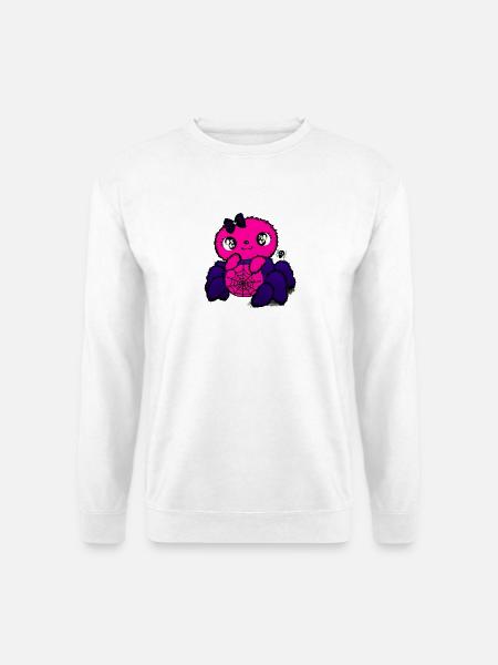 Pinker Spinnenfreundin mit Netzmuster - Unisex Pullover - Weiß