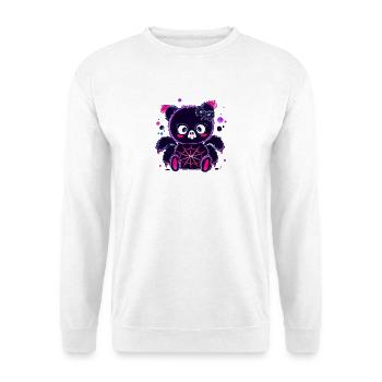 Neon Pandabär mit Spinnennetz - Unisex Pullover - Weiß - Vorne - Alina (178cm) & Michal (187cm)