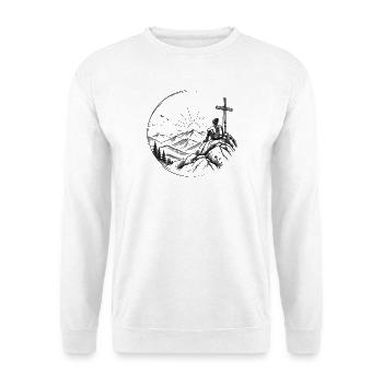 Wanderin auf dem Gipfel - Unisex Pullover - Weiß - Vorne - Alina (178cm) & Michal (187cm)