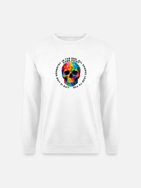 Geometrischer Regenbogen Totenkopf - Unisex Pullover - Weiß