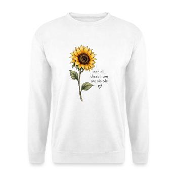 Not All Disabilities Are Visible – Sunflower - Unisex Pullover - Weiß - Vorne - Alina (178cm) & Michal (187cm)