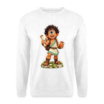 Einäugiger Abenteurer mit Amphora - Unisex Pullover - Weiß - Vorne - Alina (178cm) & Michal (187cm)
