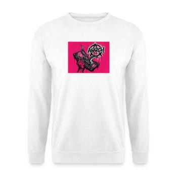 Anarchischer Aal entspringt einer Festplatte - Unisex Pullover - Weiß - Vorne - Alina (178cm) & Michal (187cm)