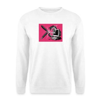 Anarchischer Aal - Ausbruch Kugelschreiber - KI - Unisex Pullover - Weiß - Vorne - Alina (178cm) & Michal (187cm)