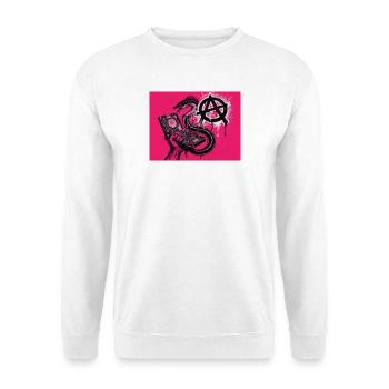Anarchischer Aal entschlüpft einer Festplatte - Unisex Pullover - Weiß - Vorne - Alina (178cm) & Michal (187cm)