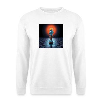 Quantum Knight: Der Zug der Matrix - Unisex Pullover - Weiß - Vorne - Alina (178cm) & Michal (187cm)