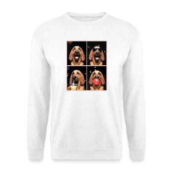 Hunde Bluthund Hund - Unisex Pullover - Weiß - Vorne - Alina (178cm) & Michal (187cm)