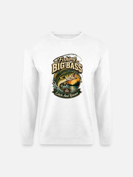Fang und Freilass des Großbarsch-Angels - Unisex Pullover - Weiß