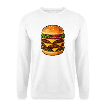 Dreifacher Cheeseburger Kraft - Unisex Pullover - Weiß - Vorne - Alina (178cm) & Michal (187cm)