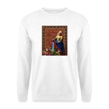 Renaissance-Dame streut Blumen - Unisex Pullover - Weiß - Vorne - Alina (178cm) & Michal (187cm)