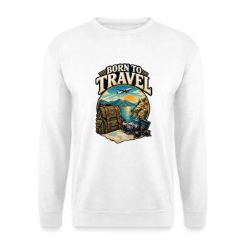 Geboren zum Reisen – Vintage-Reisen - Unisex Pullover - Weiß - Vorne - Alina (178cm) & Michal (187cm)