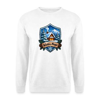 Winterhütte Schild - Unisex Pullover - Weiß - Vorne - Alina (178cm) & Michal (187cm)