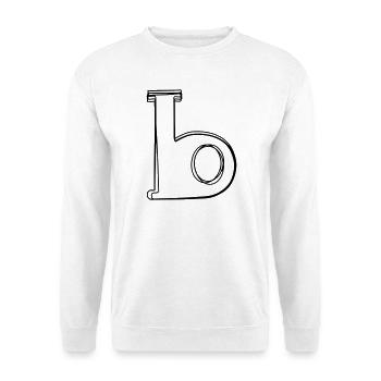 Kleinbuchstabe b handgezeichnet - Unisex Pullover - Weiß - Vorne - Alina (178cm) & Michal (187cm)