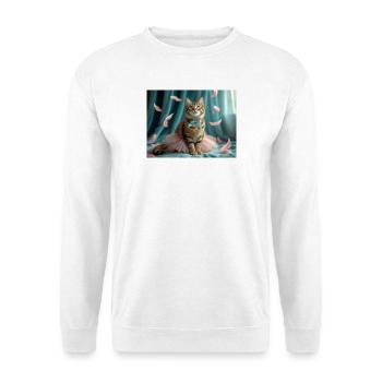 Pastellblaue Tutu-Katze - Unisex Pullover - Weiß - Vorne - Alina (178cm) & Michal (187cm)