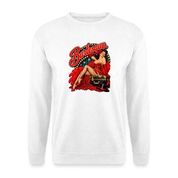 Burlesque – Vintage Showgirl - Unisex Pullover - Weiß - Vorne - Alina (178cm) & Michal (187cm)